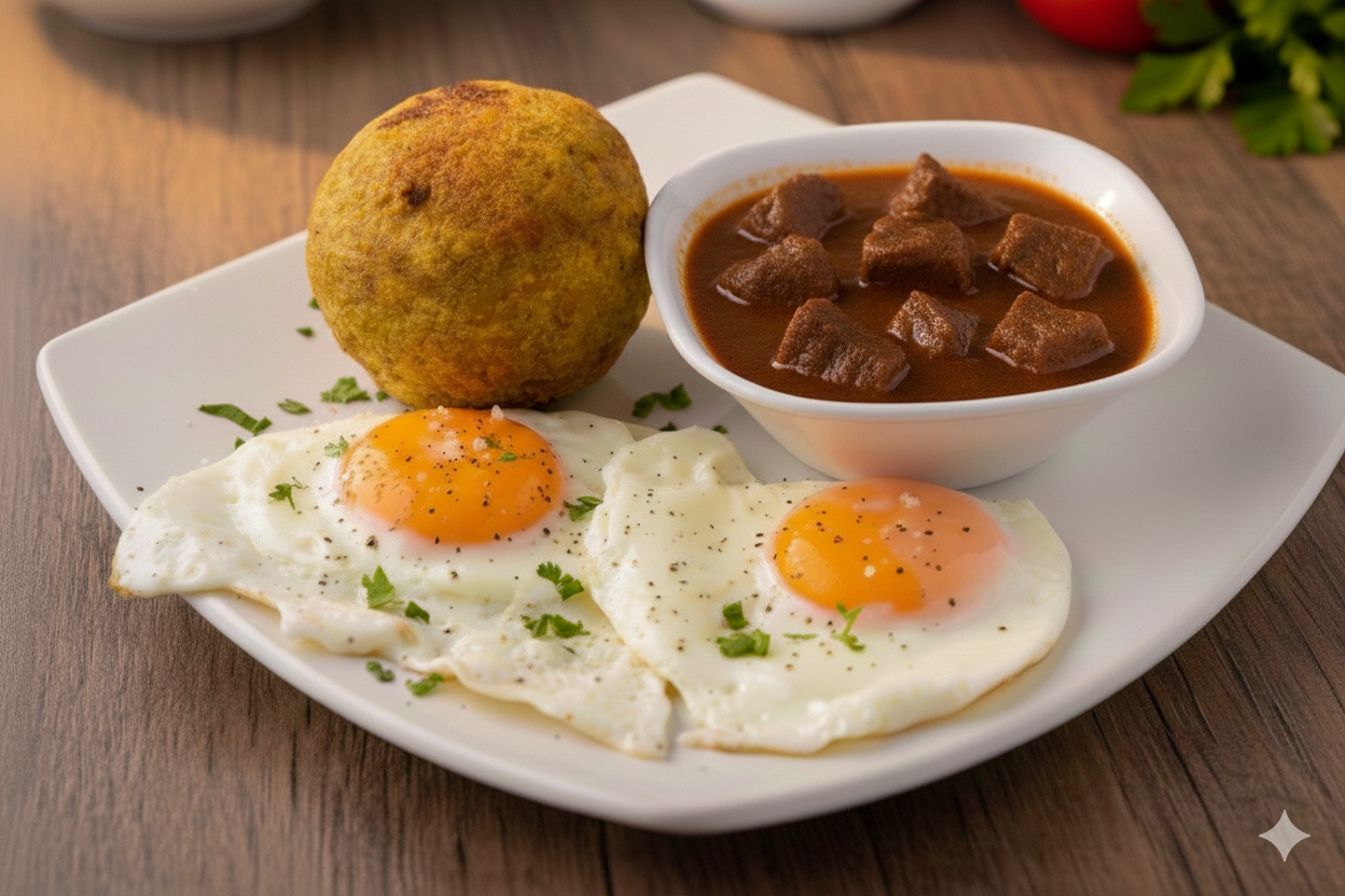 Bolón con estofado de carne